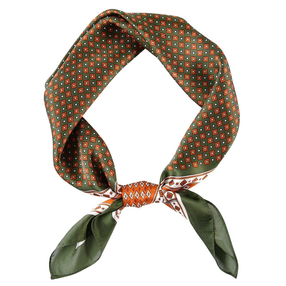 Cowboy Neckerchief for Men 27 Inch Silk Neck Bandana Retro Rock Head